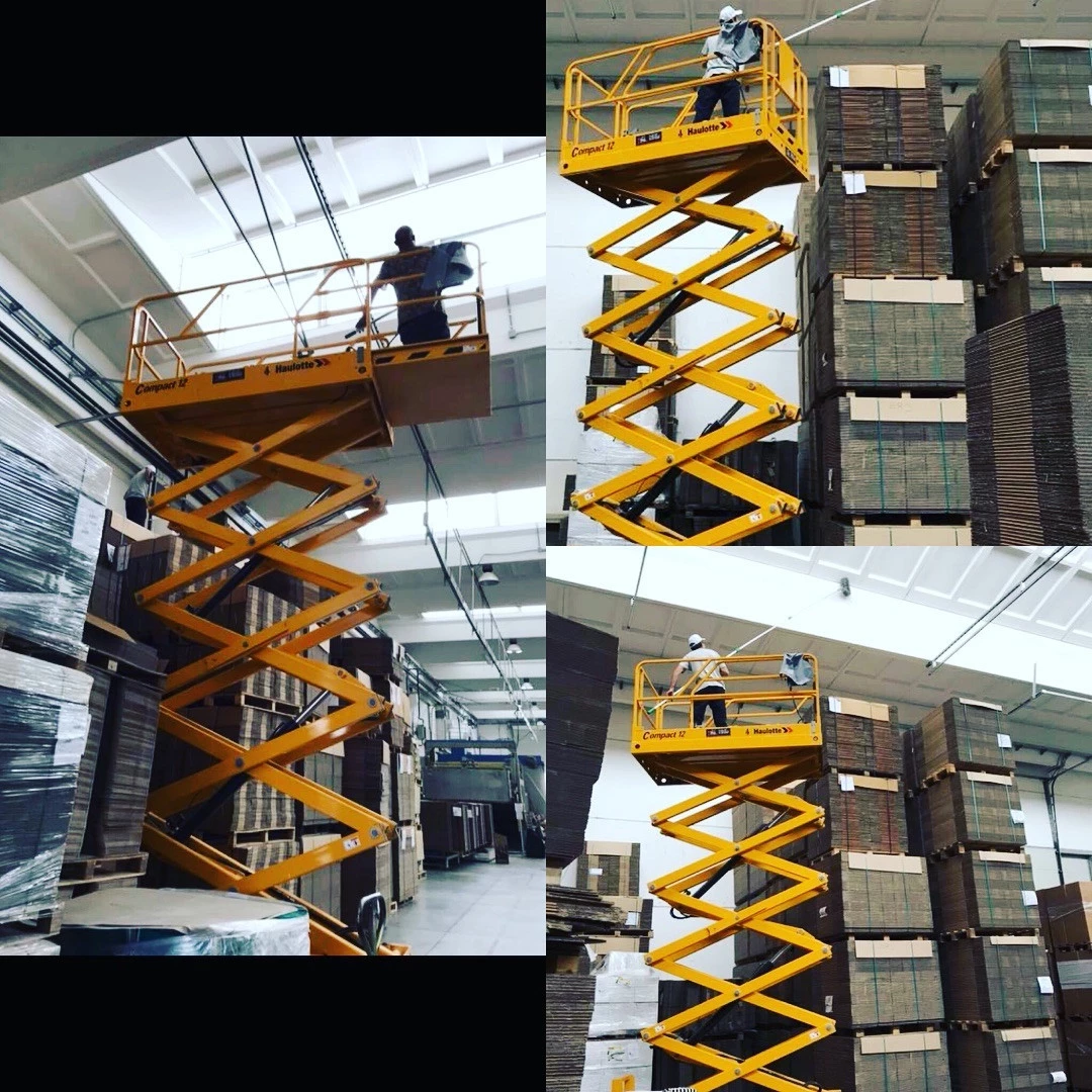 pulizia in altezza con piattaforma elevatrice