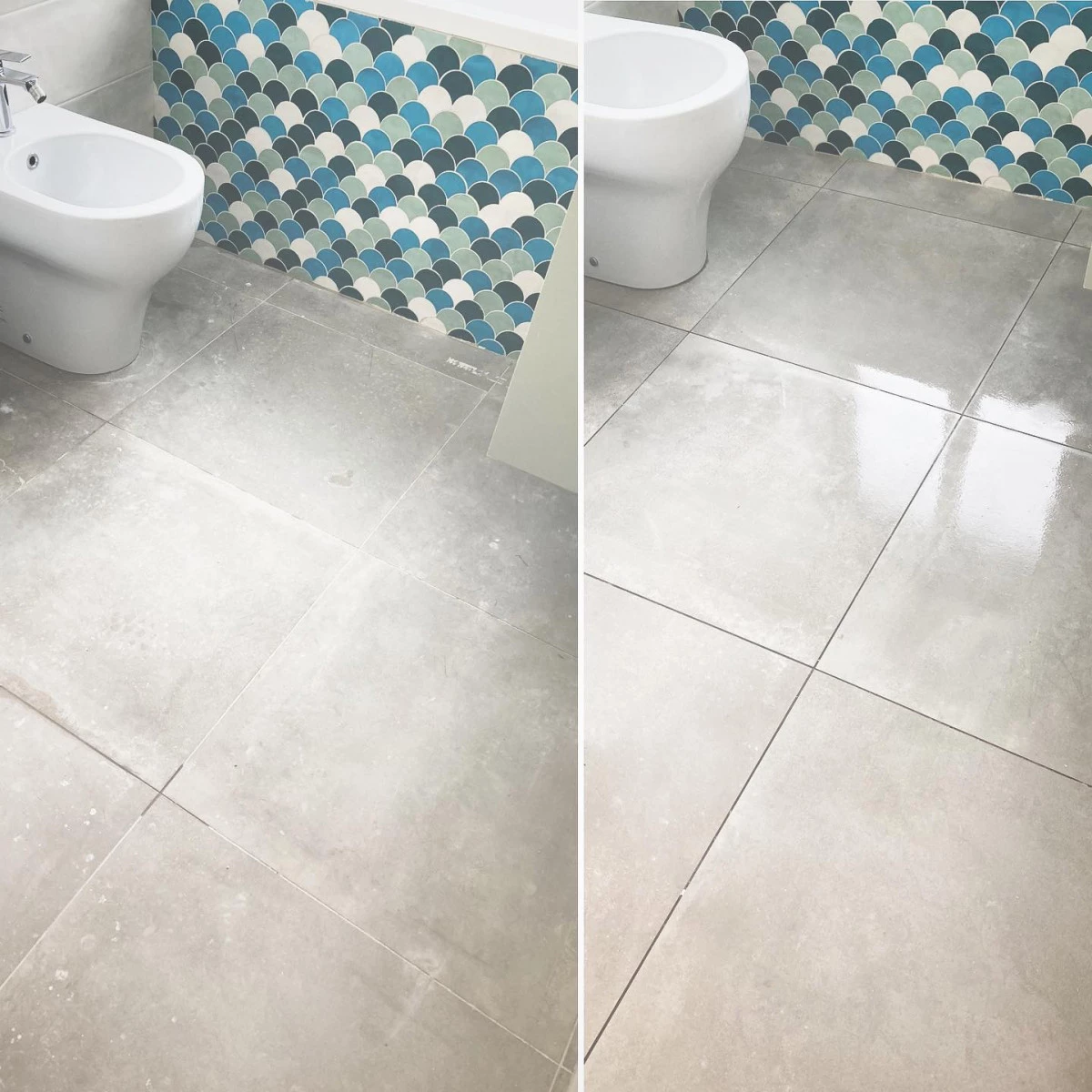 pulizia pavimenti bagno e sanitari prima e dopo intervento