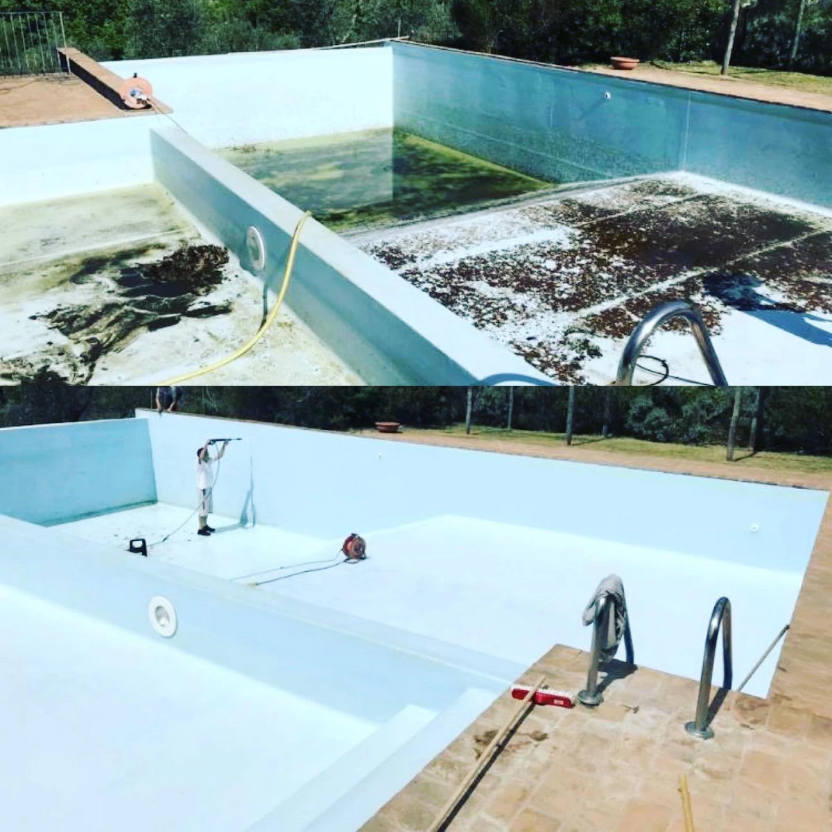 pulizia piscina prima e dopo